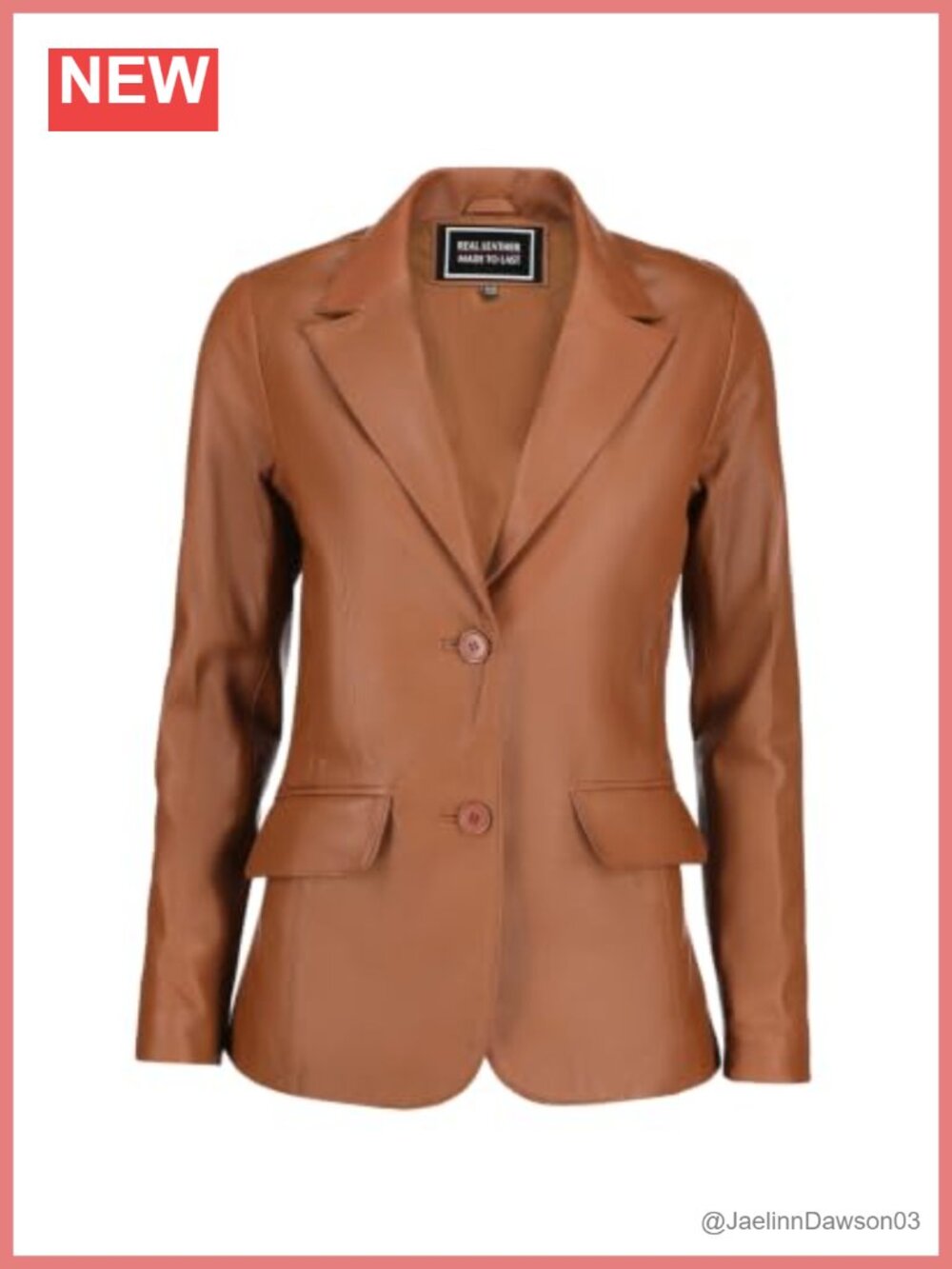 Lambskin Leather Blazer Jacket Women Notch Lapel Button Front